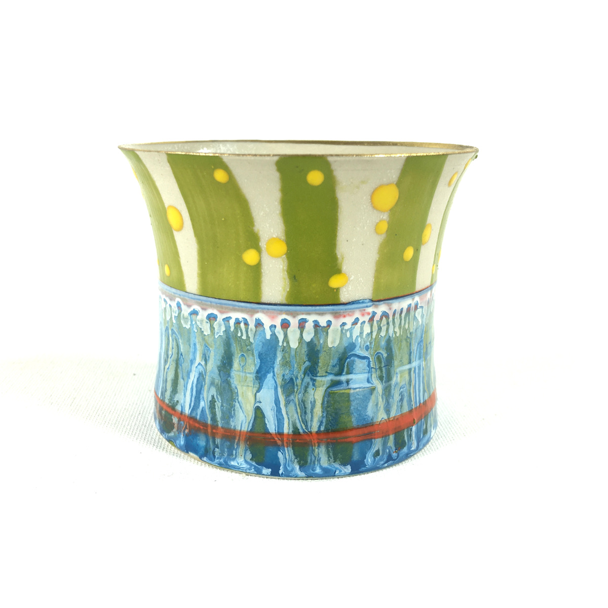 Keramikbecher Abstrakt (blau/gelb) Bild 2