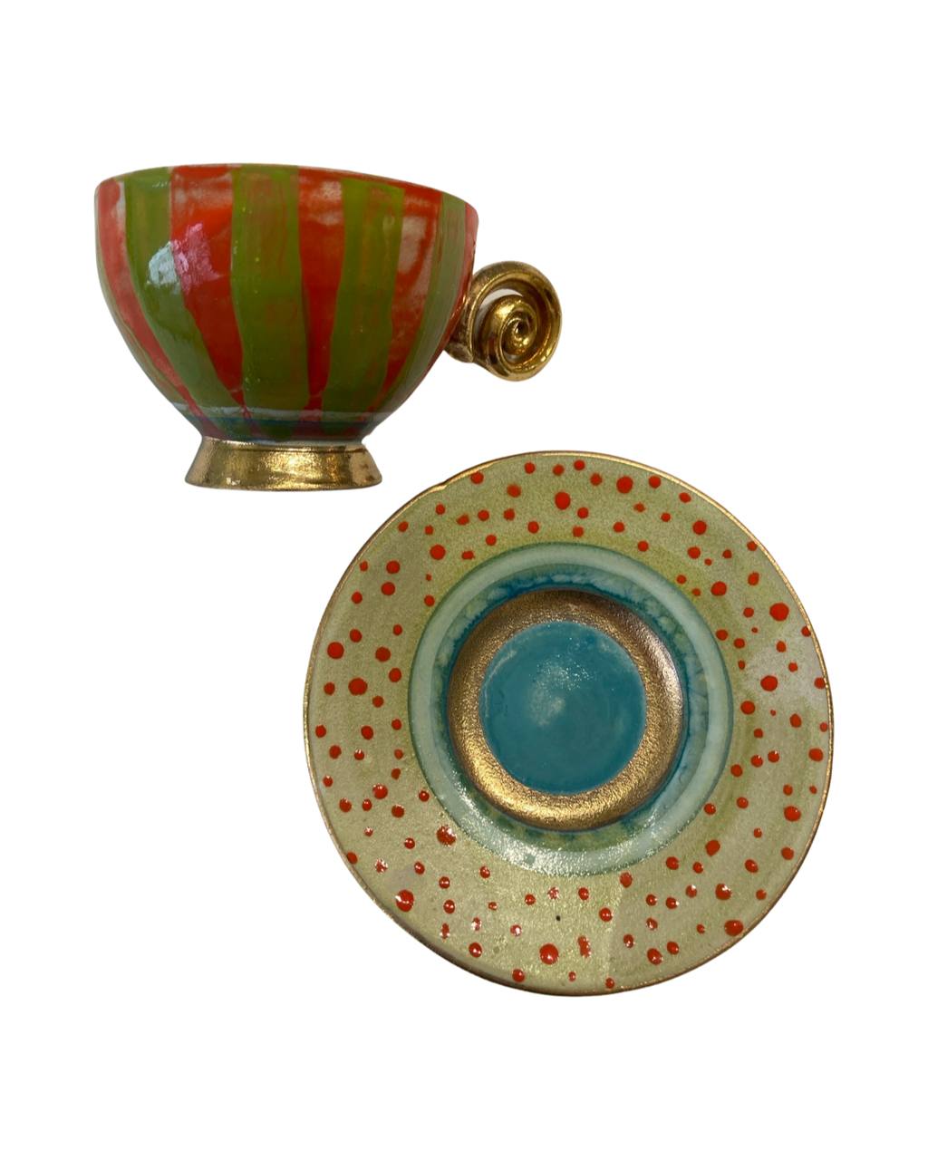 Keramiktasse (grün/rot) Bild 2