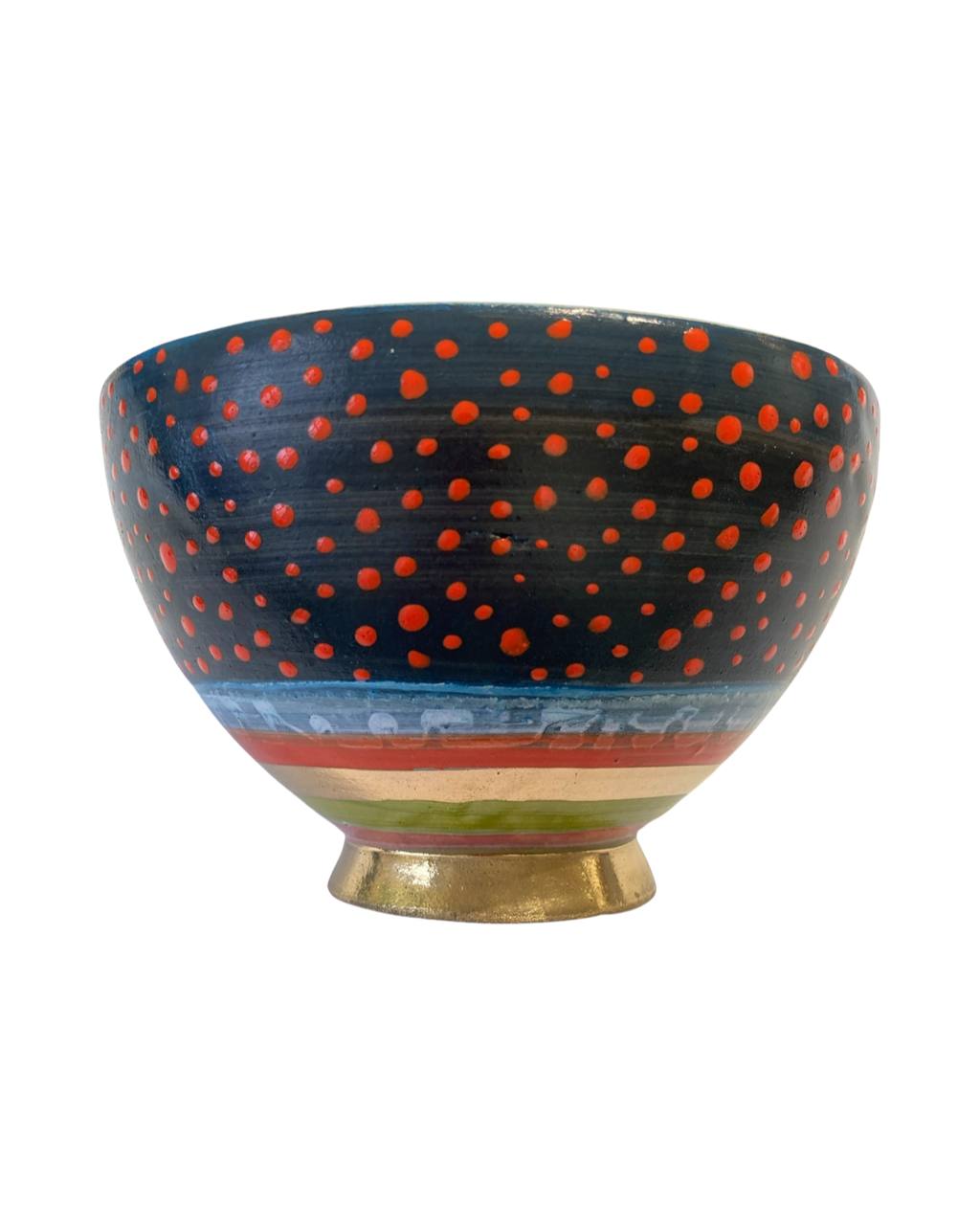 Keramikbowl Punktmuster (dunkelblau/rot) Bild 1