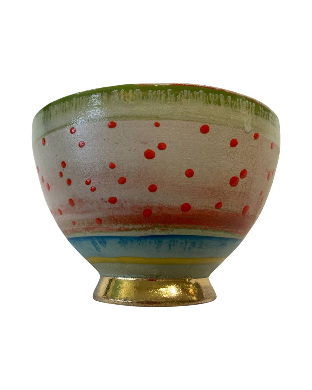 Keramikbowl Punktmuster (rosa/grün) Bild 1