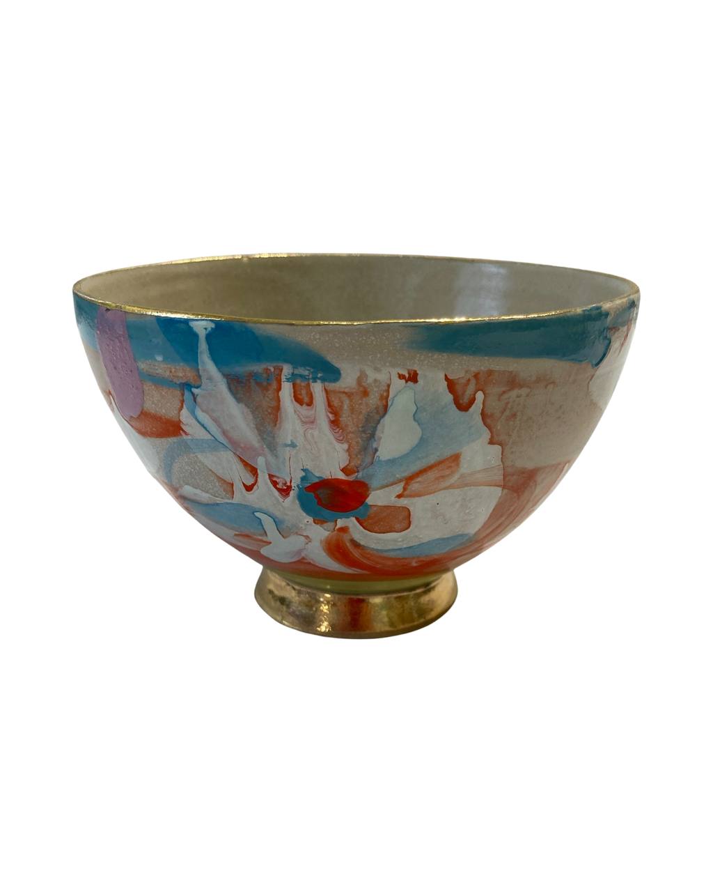 Keramikbowl Blumenmuster (rot/blau) Bild 1