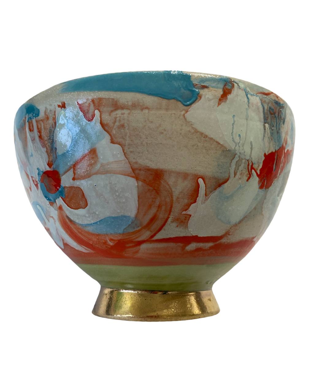 Keramikbowl Blumenmuster (rot/blau) Bild 2