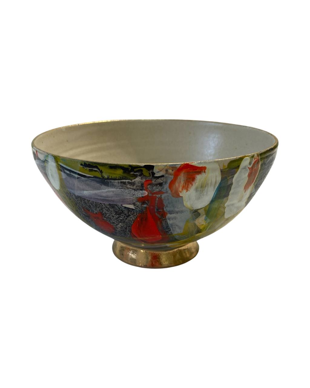 Keramikbowl Blumenmuster (dunkelblau/rot) Bild 2